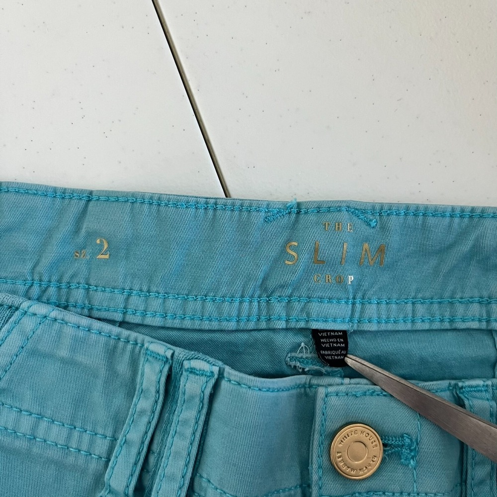 White House Black Market Cargo Pants Women's Size 2 Blue Slim Crop Tactical - Picture 9 of 12